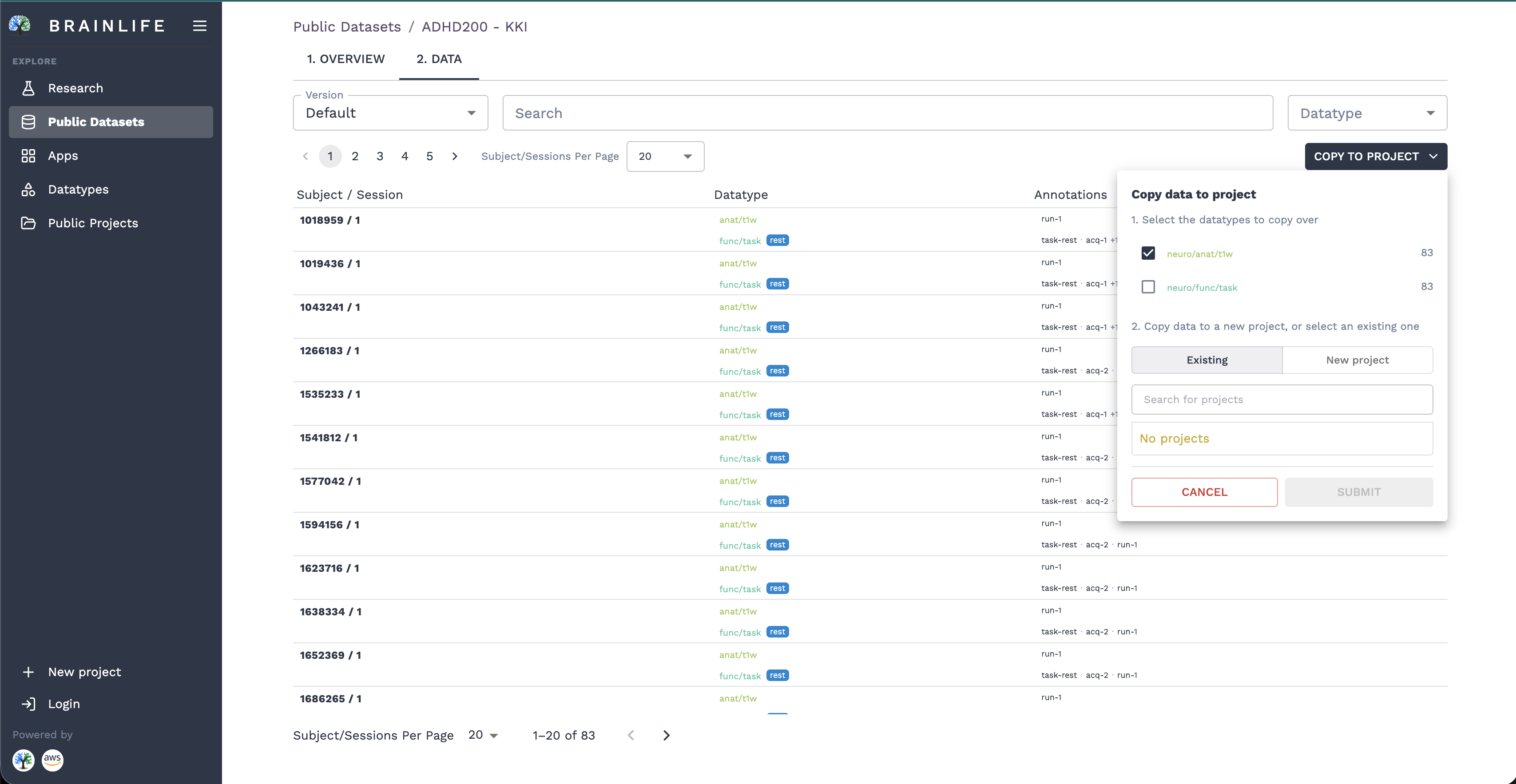 Copy Data to Project