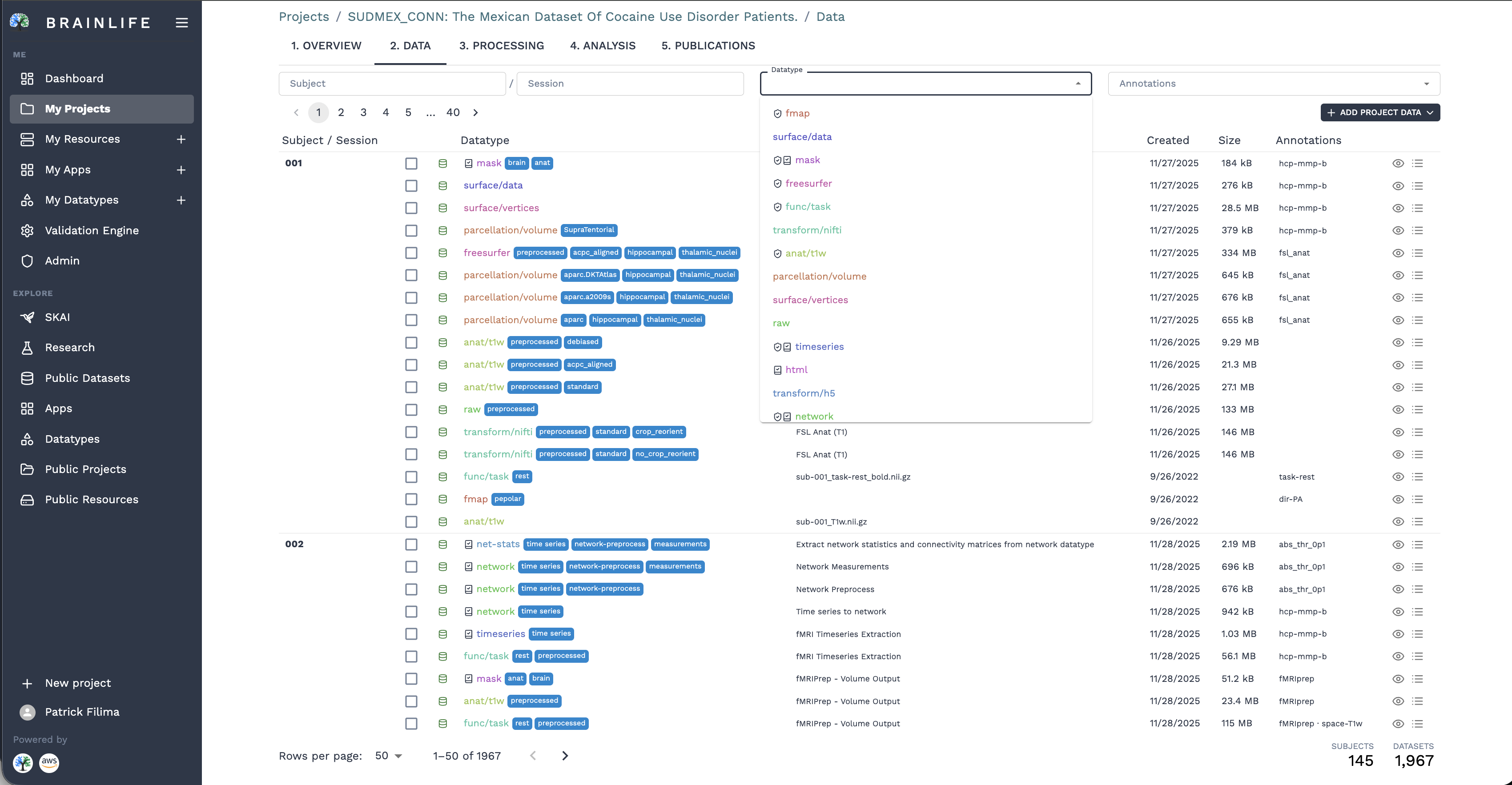 Filtering by Datatype