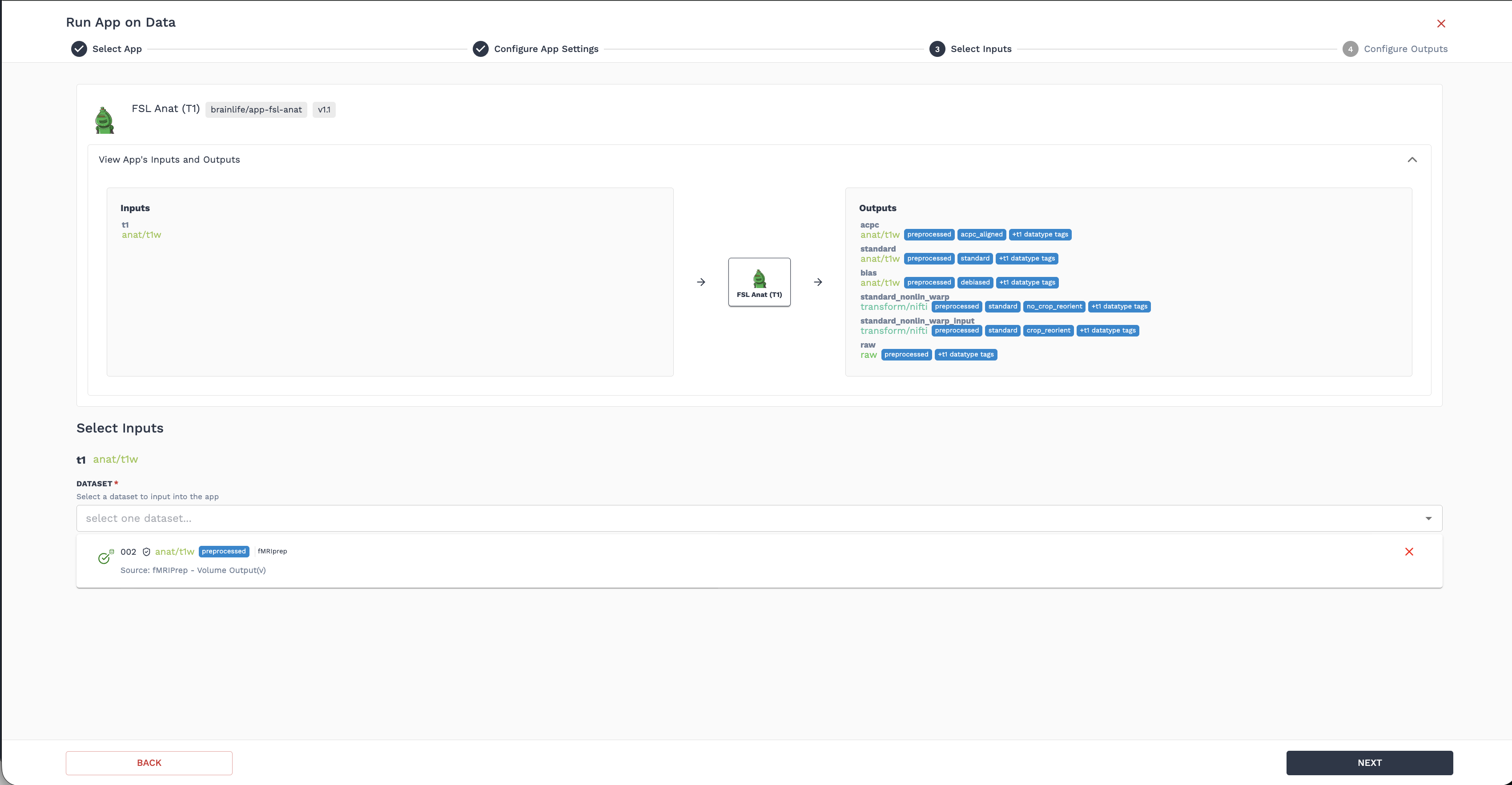 Configure Inputs Wizard Step