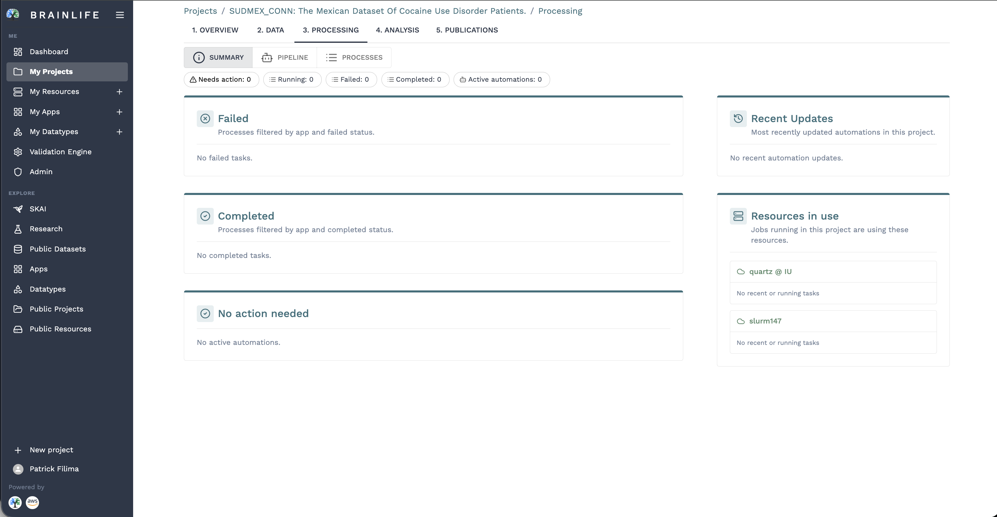 Processing Summary Dashboard