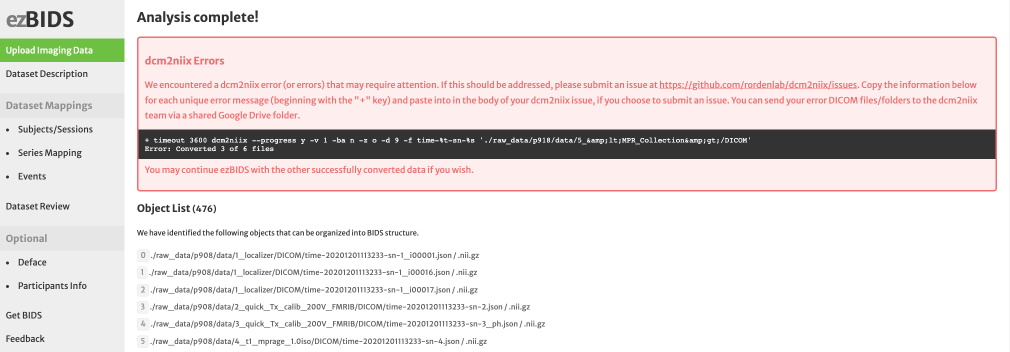 dcm2niix error